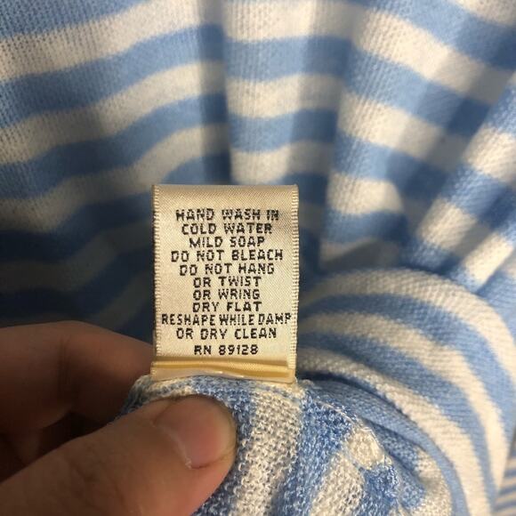 Avalin Blue and White V Neck Sweater Linen Blend M - Picture 5 of 7